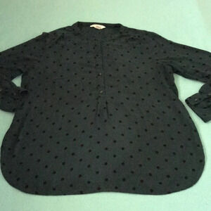 OLD NAVY the tunic shirt polka dots half button up collar button cuffs size XL